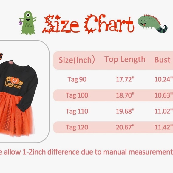 Size 2-3T Girls Halloween Cosplay Pumpkin Costume. New - Picture 6 of 6
